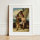 The Sailor’s Tattoo - Constatin Jean Marie Prevost Art Print / Canvas White-framed Classical Painting Two Men Ship’s Romantic Academician