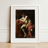 Saint John the Baptist in Wilderness - Caravaggio Art Print / Canvas Framed Reproduction Baroque-style Painting Nude Male Figure Draped,
