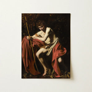 Saint John the Baptist in Wilderness - Caravaggio Art Print / Canvas Framed Reproduction Caravaggio’s Boyhood St, Prints