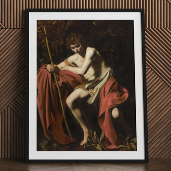 Saint John the Baptist in Wilderness - Caravaggio Art Print / Canvas Framed Reproduction Caravaggio’s Sleek Black, Prints