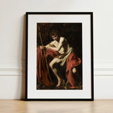Saint John the Baptist in Wilderness - Caravaggio Art Print / Canvas Framed Reproduction Classical Painting Nude Male Figure Draped,