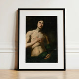 Saint Sebastian - Lorenzo Lippi Art Print / Canvas Black-framed Classical Painting Nude Male Figure, Lippi’s, Leans, Florentine Baroque