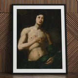 Saint Sebastian - Lorenzo Lippi Art Print / Canvas Black-framed Classical Painting Young Nude Male, Lippi’s, Leans, Florentine Baroque