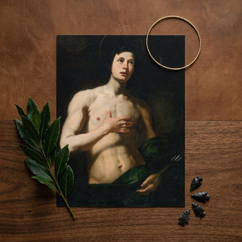 Saint Sebastian - Lorenzo Lippi Art Print / Canvas Classical Oil Painting Young Nude Male Figure Dark, Lippi’s, Leans, Florentine Baroque