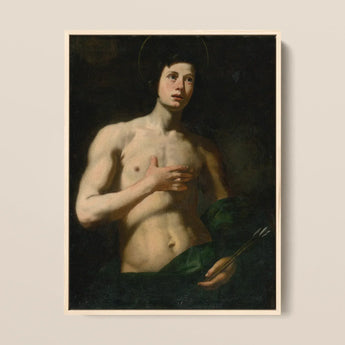 Saint Sebastian - Lorenzo Lippi Art Print / Canvas Framed Classical Oil Painting Young Nude Male Figure, Lippi’s, Leans, Florentine Baroque