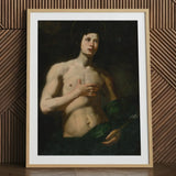 Saint Sebastian - Lorenzo Lippi Art Print / Canvas Framed Reproduction Caravaggio’s John Baptist Light Wood, Lippi’s, Leans, Florentine