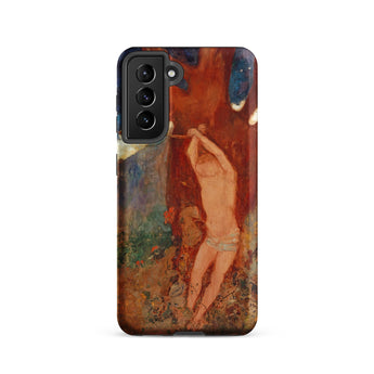 Saint Sebastien - Odilon Redon Phone Case Samsung Galaxy S21 / Matte Phone Case Vibrant Impressionistic Painting Nude Figure Red Odilon