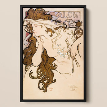 Salon Des Cent Poster - Alphonse Mucha Art Print / Canvas, 12x18’’ / 31x46cm / Black Frame, Posters Prints & Visual Artwork, Toby Leon