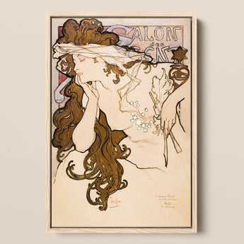 Salon Des Cent Poster - Alphonse Mucha Art Print / Canvas, 12x18’’ / 31x46cm / Natural Frame, Posters Prints & Visual Artwork, Toby Leon