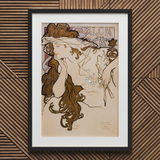 Salon Des Cent Poster - Alphonse Mucha Art Print / Canvas, 20x30’’ / 51x76cm / Black Frame / Matboard, Posters Prints & Visual Artwork,
