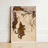Salon Des Cent Poster - Alphonse Mucha Art Print / Canvas Nouveau White Frame Elegant Woman Brown, Mucha’s Meteoric Rise, Sarah Bernhardt’s
