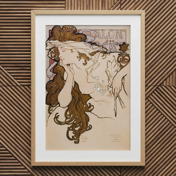 Salon Des Cent Poster - Alphonse Mucha Art Print / Canvas Framed Nouveau Woman Brown Hair Delicate, Mucha’s Meteoric Rise, Sarah