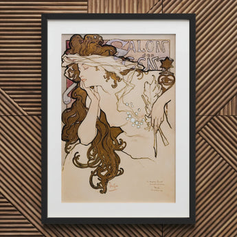 Salon Des Cent Poster - Alphonse Mucha Art Print / Canvas Nouveau-style Framed Woman Brown Hair Delicate, Nouveau, Mucha’s Meteoric Rise,