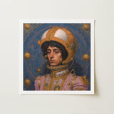 Samir - Gay Muslim Astronaut Art Print / Canvas Framed Artwork Figure Ornate Golden Gear Pink, Aesthetic, Gayest Prints