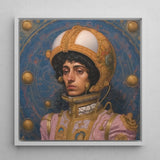 Samir - Gay Muslim Astronaut Art Print / Canvas Framed Portrait Figure Ornate Golden Gear Pink, Aesthetic, Gayest Prints