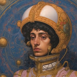Samir - Gay Muslim Astronaut Art Print / Canvas Gold Helmet Intricate Design White Visor, Aesthetic, Gayest Prints