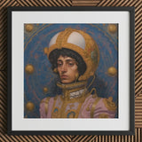 Samir - Gay Muslim Astronaut Art Print / Canvas Gold White Helmet Intricate Design Framed Artwork, Aesthetic, Gayest Prints