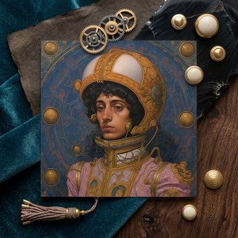Samir - Gay Muslim Astronaut Art Print / Canvas Square Canvas Print Portrait Figure Ornate Steampunk-inspired Armor Gay Muslim Astronaut,