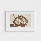 Samurai - Kamisaka Sekka Art Print / Canvas Framed Artwork Stylized Figure Brown Cream Geometric Patterns, Warrior’s Garment Ripple, Rinpa