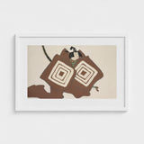 Samurai - Kamisaka Sekka Art Print / Canvas Framed Artwork Stylized Figure Brown Cream Geometric Patterns, Warrior’s Garment Ripple, Rinpa