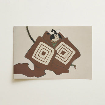Samurai - Kamisaka Sekka Art Print / Canvas Rectangular Stylized Illustration Traditional Japanese Warrior, Warrior’s Garment Ripple, Rinpa