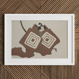 Samurai - Kamisaka Sekka Art Print / Canvas White Framed Abstract Brown Beige Geometric, Warrior’s Garment Ripple, Rinpa School’s Ornate
