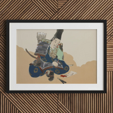 Samurai Scribe - Kamisaka Sekka Art Print / Canvas, 30x20’’ / 76x51cm / Black Frame / Matboard, Posters Prints & Visual Artwork, Toby Leon