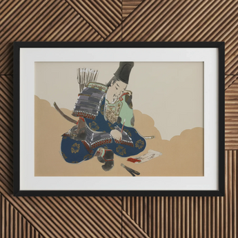 Samurai Scribe - Kamisaka Sekka Art Print / Canvas, 30x20’’ / 76x51cm / Black Frame / Matboard, Posters Prints & Visual Artwork, Toby Leon