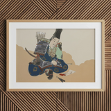 Samurai Scribe - Kamisaka Sekka Art Print / Canvas, 30x20’’ / 76x51cm / Natural Frame / Matboard, Posters Prints & Visual Artwork, Toby Leon