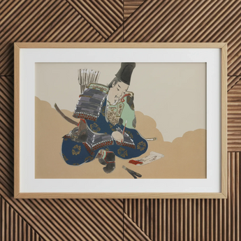 Samurai Scribe - Kamisaka Sekka Art Print / Canvas, 30x20’’ / 76x51cm / Natural Frame / Matboard, Posters Prints & Visual Artwork, Toby Leon