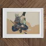 Samurai Scribe - Kamisaka Sekka Art Print / Canvas, 30x20’’ / 76x51cm / White Frame / Matboard, Posters Prints & Visual Artwork, Toby Leon