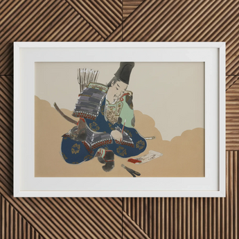 Samurai Scribe - Kamisaka Sekka Art Print / Canvas, 30x20’’ / 76x51cm / White Frame / Matboard, Posters Prints & Visual Artwork, Toby Leon