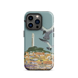 San Francisco Travel Poster Phone Case Iphone 14 Pro / Gloss Teal-colored Stylized Illustration Seagulls Flight Coastal Telegraph Hill