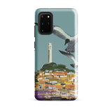 San Francisco Travel Poster Phone Case Samsung Galaxy S20 Plus / Gloss Teal Stylized Illustration Seagulls Flight Coastal Telegraph Hill