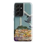 San Francisco Travel Poster Phone Case Samsung Galaxy S21 Ultra / Gloss Teal-colored Stylized Illustration Seagulls Flight Coastal