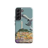 San Francisco Travel Poster Phone Case Samsung Galaxy S22 / Gloss Teal-colored Stylized Illustration Seagulls Flight Coastal Telegraph Hill