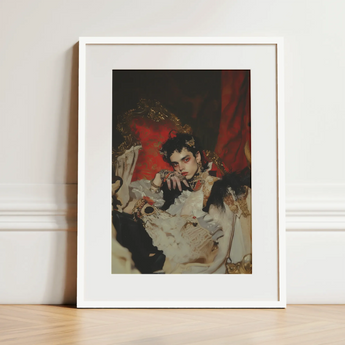 Santino - Queer Vampire King Art Print / Canvas, 12x16’’ / 31x41cm / White Frame / Matboard, Posters Prints & Visual Artwork, Toby Leon