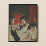 Santino - Queer Vampire King Art Print / Canvas Black-framed Portrait Person Ornate White Gold Embellished Attire Queer Vampire King, King