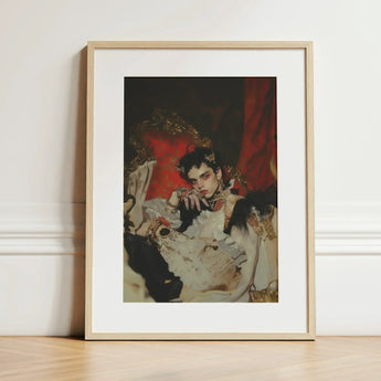 Santino - Queer Vampire King Art Print / Canvas Framed Dramatic Portrait Person Ornate White, Prints