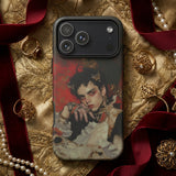Santino - Queer Vampire King Phone Case Black Phone Case Detailed Portrait Person Ornate Vintage-inspired Queer Vampire King, Reign Etched,
