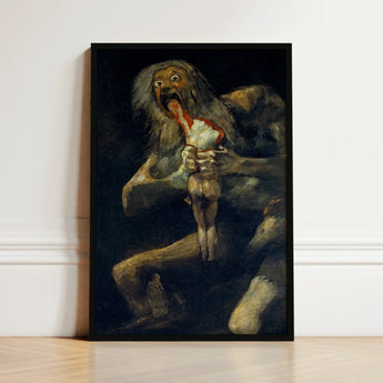 Black-framed Reproduction Francisco Goya’s ?The Sleep Reason Produces Saturn Devouring, Goya Art Print, Titan Crouches