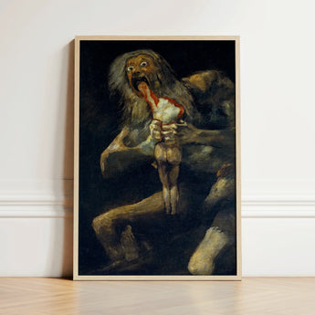 Framed Reproduction Francisco Goya’s ?The Sleep Reason Produces Saturn Devouring, Goya Art Print, Titan Crouches