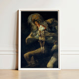 Framed Art Print Dark Dramatic Painting Monstrous Figure Saturn Devouring, Goya, Titan Crouches