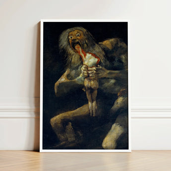 Framed Reproduction Francisco Goya’s ?The Sleep Reason Produces Saturn Devouring, Goya Art Print, Titan Crouches