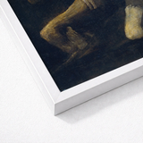 Framed Art Print Dark Textured Painting Golden-brown Figures Saturn Devouring, Goya, Titan Crouches