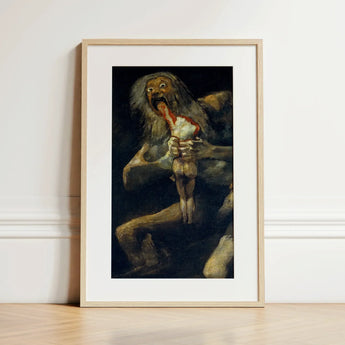 Saturn Devouring His Son - Francisco De Goya Art Print / Canvas Framed Art Print Dark Dramatic Painting Monstrous Figure Saturn Devouring,