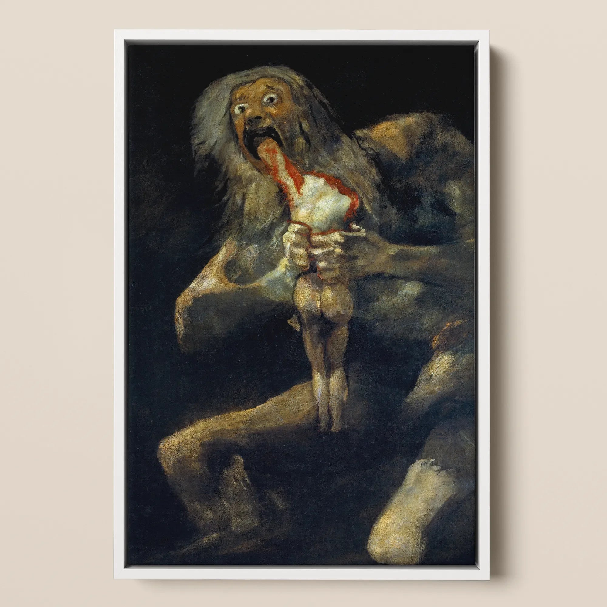 Saturn Devouring His Son - Francisco De Goya Framed Canvas, 12x18’’ / 31x46cm / White Floating Frame, Painting Saturn Son