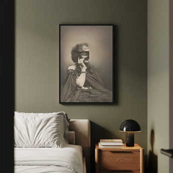Scherzo Di Follia - Pierre-louis Pierson Art Print / Canvas Black-framed Black-and-white Portrait Woman Ornate Dress Glass, Small Black