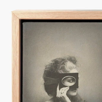 Scherzo Di Follia - Pierre-louis Pierson Art Print / Canvas Framed Black-and-white Photographic Woman Curly Hair Glass, Small Black
