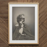 Scherzo Di Follia - Pierre-louis Pierson Art Print / Canvas Framed Black-and-white Portrait Woman Ornate Dress Glass Eye, Small Black